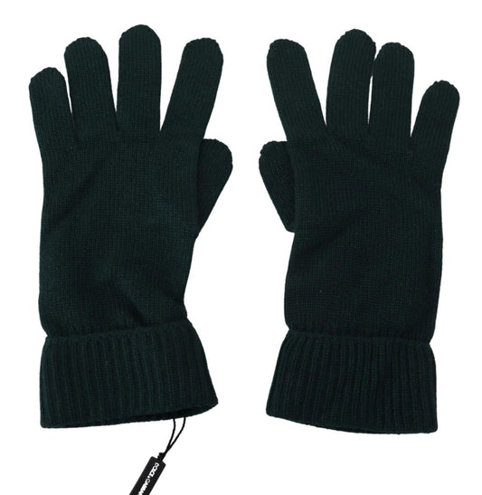 Dolce &amp; Gabbana Green Wrist Length Cashmere Knitted Gloves