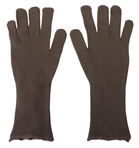 Dolce &amp; Gabbana Gray Cashmere knitted Hands Mitten Mens Gloves