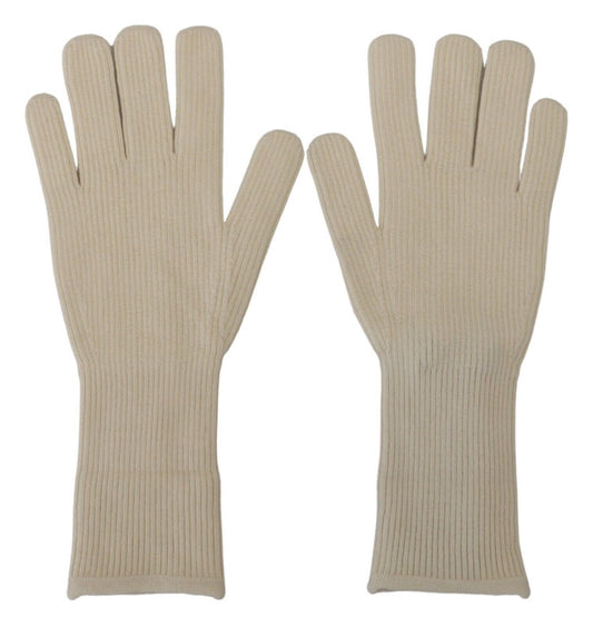 Dolce &amp; Gabbana White Cashmere Knitted Hands Mitten Mens Gloves