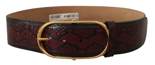 Dolce &amp; Gabbana Eleganter roter Pythonledergürtel mit goldener Schnalle