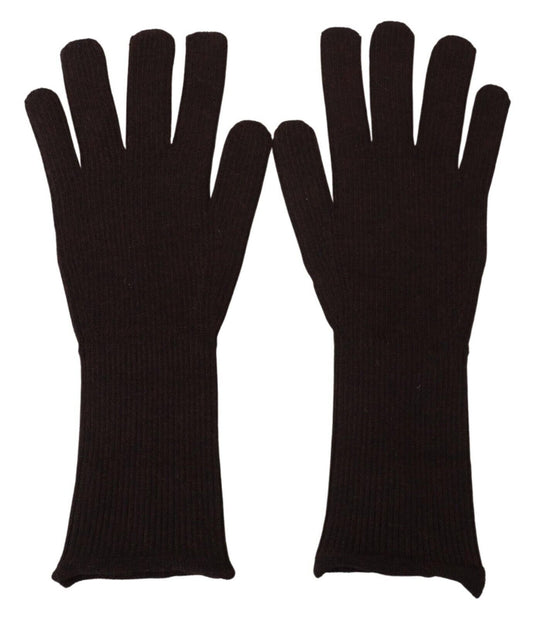 Dolce &amp; Gabbana Brown Cashmere Silk Hands Mitten Mens Gloves