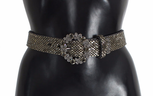 Dolce &amp; Gabbana Multicolor Wide Crystal Buckle Sequined Belt