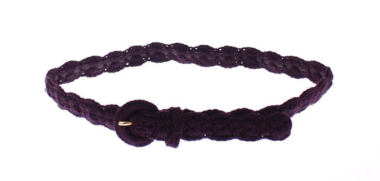 Dolce &amp; Gabbana Purple Cotton Gold Logo Waist Belt