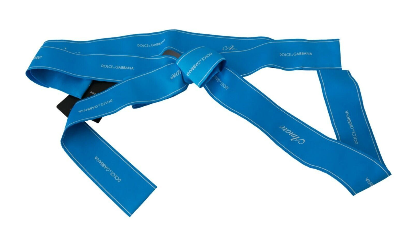 Dolce &amp; Gabbana Blue Waist Ribbon Wide Bow Belt