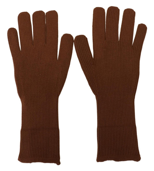 Dolce &amp; Gabbana Brown Cashmere Knitted Hands Mitten Mens Gloves
