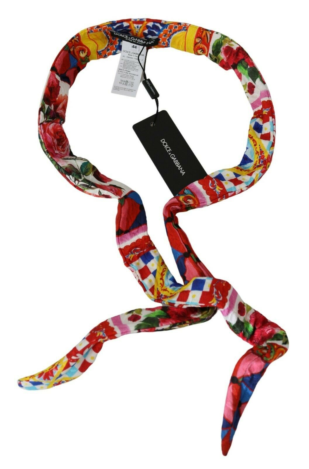 Dolce &amp; Gabbana Multicolor Silk Cotton Carretto Rose Pattern Wrap Belt