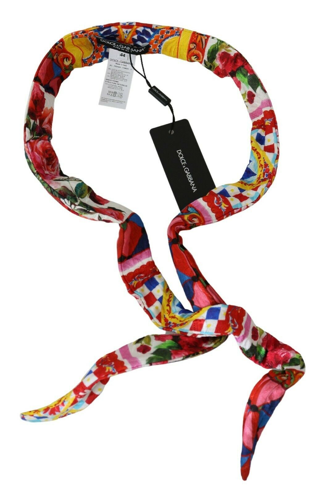 Dolce &amp; Gabbana Multicolor Silk Cotton Carretto Rose Pattern Wrap Belt