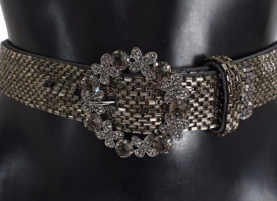 Dolce &amp; Gabbana Multicolor Wide Crystal Buckle Sequined Belt