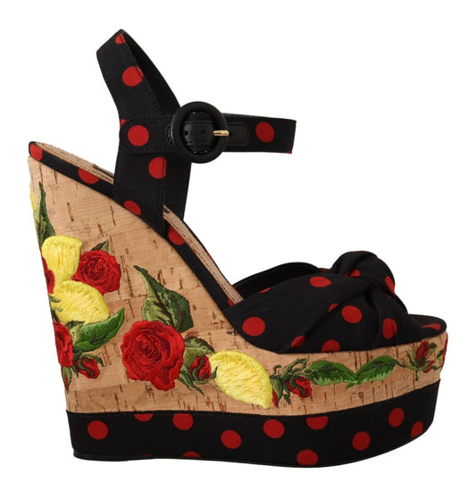 Dolce &amp; Gabbana Multicolor Platform Wedges Sandals Charmeuse Shoes