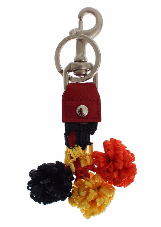 Dolce &amp; Gabbana Multicolor Raffia Leather Clasp Finder Chain Keyring